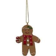 Clayre & Eef Kersthanger Gingerbread man 5x1x7 cm Bruin Polyresin