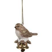 Clayre & Eef Kersthanger Vogel 6 cm Bruin Polyresin