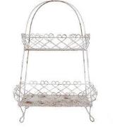 Clayre & Eef Etagère 2 laags 47x24x66 cm Wit Bruin Metaal