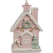 Clayre & Eef Gingerbread house met LED 15 cm Roze Polyresin