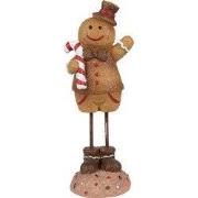 Clayre & Eef Kerstdecoratie Beeld Gingerbread man 18 cm Bruin Polyresi...