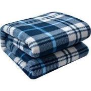 Clayre & Eef Plaid 180x200 cm Blauw Polyester Ruiten