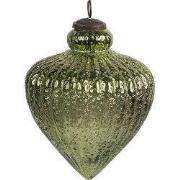 Clayre & Eef Kerstbal Ø 10x13 cm Groen Glas