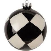 Clayre & Eef Kerstbal Ø 10x10 cm Zwart Wit Glas