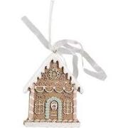 Clayre & Eef Kersthanger Gingerbread house 6x1x8 cm Bruin Polyresin