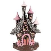 Clayre & Eef Gingerbread house met LED 16x13x26 cm Bruin Roze Polyresi...