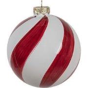 Clayre & Eef Kerstbal Ø 6x6 cm Rood Wit Glas