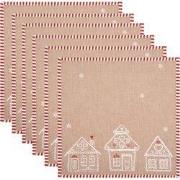 Clayre & Eef Servetten Katoen Set van 6 Bruin Katoen Gingerbread house