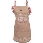 Clayre & Eef Keukenschort Kinderen 48x56 cm Bruin Katoen Gingerbread h...