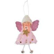 Clayre & Eef Kersthanger Engel 15 cm Roze Synthetisch