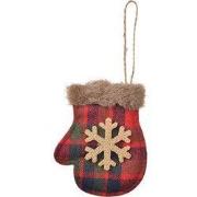 Clayre & Eef Kersthanger Wanten 10 cm Rood Synthetisch Sneeuwvlokken