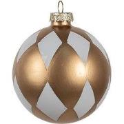 Clayre & Eef Kerstbal Ø 8x8 cm Goudkleurig Wit Glas