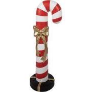 Clayre & Eef Kerstdecoratie Beeld Zuurstok 34x28x91 cm Rood Wit Kunsts...