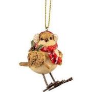 Clayre & Eef Decoratie Hanger Vogel 5x3x7 cm Bruin Kunststof
