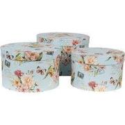 Clayre & Eef Opbergdoos Set van 3 Ø 24x16 / Ø 22x15 / Ø 21x13 cm Blauw...