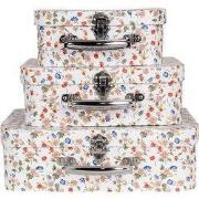 Clayre & Eef Decoratie Koffer Set van 3 30x22x9/25x20x9/20x17x8 cm Wit...