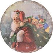 Clayre & Eef Onderbord Ø 40 cm Rood Groen Kunststof Kerstman