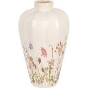 Clayre & Eef Vaas Ø 24x40 cm Beige Roze Keramiek Bloemen