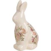 Clayre & Eef Decoratie Beeld Konijn 13x10x22 cm Beige Keramiek