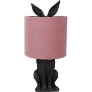 Clayre & Eef Tafellamp Konijn Ø 20x43 cm Zwart Roze Kunststof