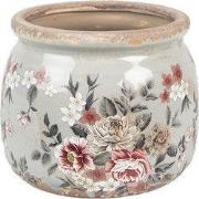 Clayre & Eef Bloempot Ø 12x10 cm Grijs Keramiek Bloemen
