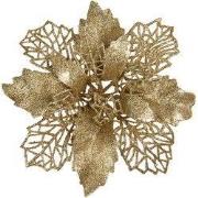 Clayre & Eef Kunstplant Kerstster Ø 22x5 cm Goudkleurig Kunststof