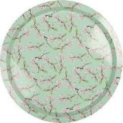 Clayre & Eef Dienblad Ø 32x2 cm Groen Metaal Bloemen