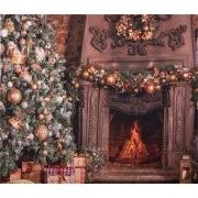 Clayre & Eef Kerst Achtergronddoek 180x210 cm Bruin Textiel Kerstboom