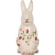 Clayre & Eef Decoratie Beeld Konijn 16x12x28 cm Beige Keramiek Aardbei...