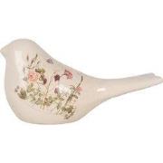 Clayre & Eef Decoratie Beeld Vogel 25x10x13 cm Beige Keramiek