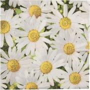 Clayre & Eef Servetten Papier Set van 20 33x33 cm Wit Geel Papier Bloe...