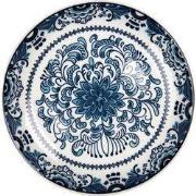 Clayre & Eef Ontbijtbord Ø 21x3 cm Wit Blauw Keramiek