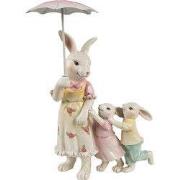 Clayre & Eef Decoratie Beeld Konijn 16x9x22 cm Wit Roze Kunststof