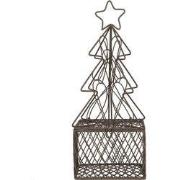 Clayre & Eef Decoratie Kerstboom 9x9x22 cm Bruin Metaal