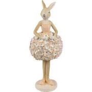 Clayre & Eef Decoratie Beeld Konijn 9x7x22 cm Beige Kunststof