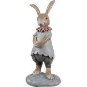 Clayre & Eef Decoratie Beeld Konijn 13 cm Beige Blauw Kunststof
