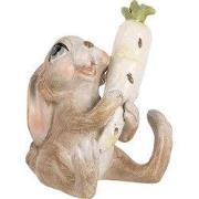 Clayre & Eef Decoratie Beeld Konijn 6x5x7 cm Beige Kunststof