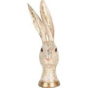 Clayre & Eef Decoratie Beeld Konijn 14x15x37 cm Beige Kunststof