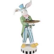 Clayre & Eef Decoratie Beeld Konijn 47x52x105 cm Wit Groen Keramisch m...