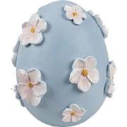 Clayre & Eef Decoratie Beeld Ei Ø 11x13 cm Blauw Kunststof