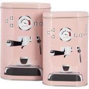 Clayre & Eef Blikken Bewaardoos 20x13x9 / 18x11x7 cm Roze Metaal Koffi...