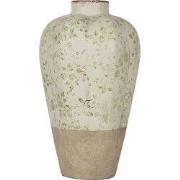 Clayre & Eef Vaas Ø 24x38 cm Beige Groen Keramiek Bloemen