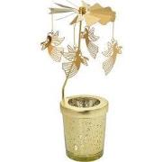 Clayre & Eef Waxinelichthouder Ø 8x17 cm Goudkleurig Glas Engelen