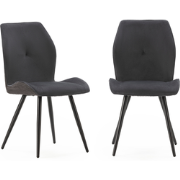 Set van 2 stoelen in stof met zwarte metalen poten L45 cm - ADAYA