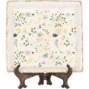 Clayre & Eef Onderbord 22x22x3 cm Beige Keramiek Bloemen