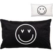 Clayre & Eef Kussenhoes 30x50 cm Zwart Wit Polyester smile