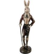 Clayre & Eef Decoratie Beeld Konijn 51 cm Beige Rood Kunststof