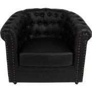 Clayre & Eef Fauteuil met Armleuning 80x75x72 cm Zwart Kunstleer