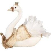 Clayre & Eef Decoratie Beeld Zwaan 28x14x28 cm Wit Textiel
