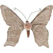 Clayre & Eef Decoratie Vlinder 28x4x22 cm Beige Synthetisch